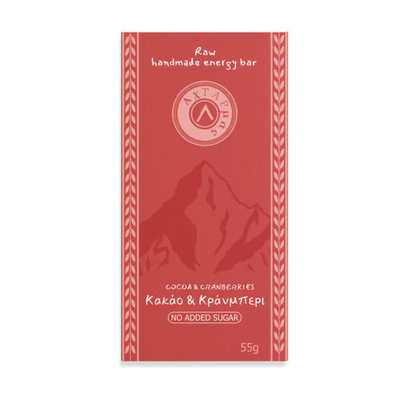 Μπάρα Ενέργειας Raw Κακάο & Κράνμπερι Αχταρμάς 55gr