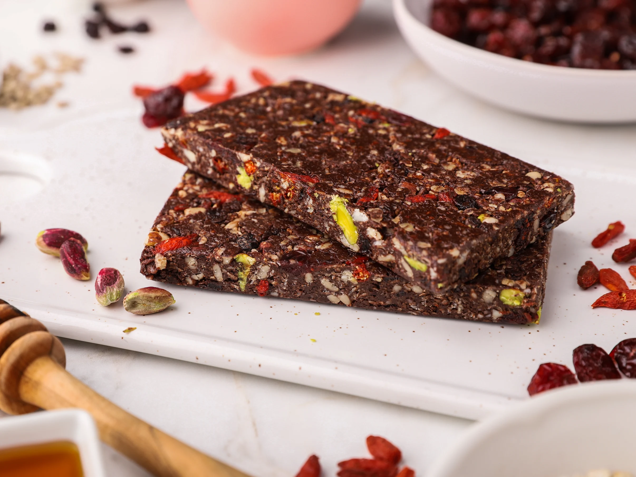 Raw Energy Bars, Cocoa & Cranberries, Unpackaged, Landscape